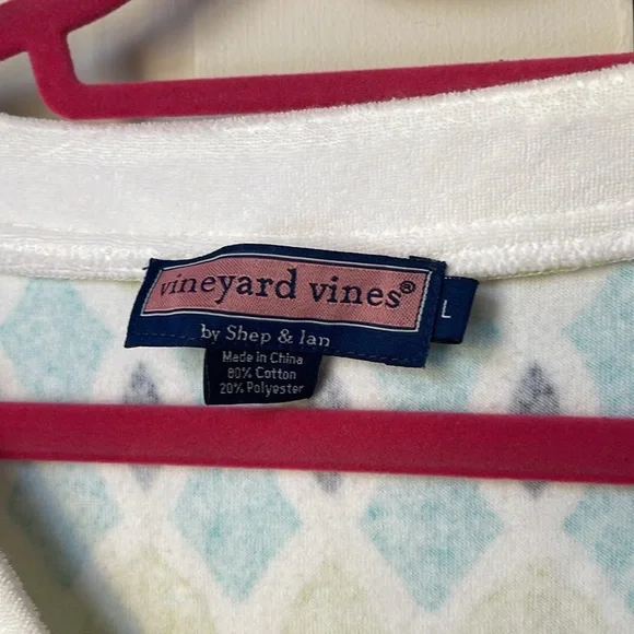 Vineyard Vines Terry Coverup Tunic Dress Top Shirt Lime Argyle L VV - Picture 4 of 6